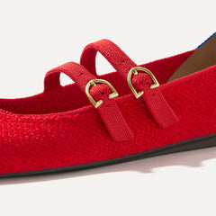 The Double Buckle Mary Jane - ReVelvet™ Red Crisp