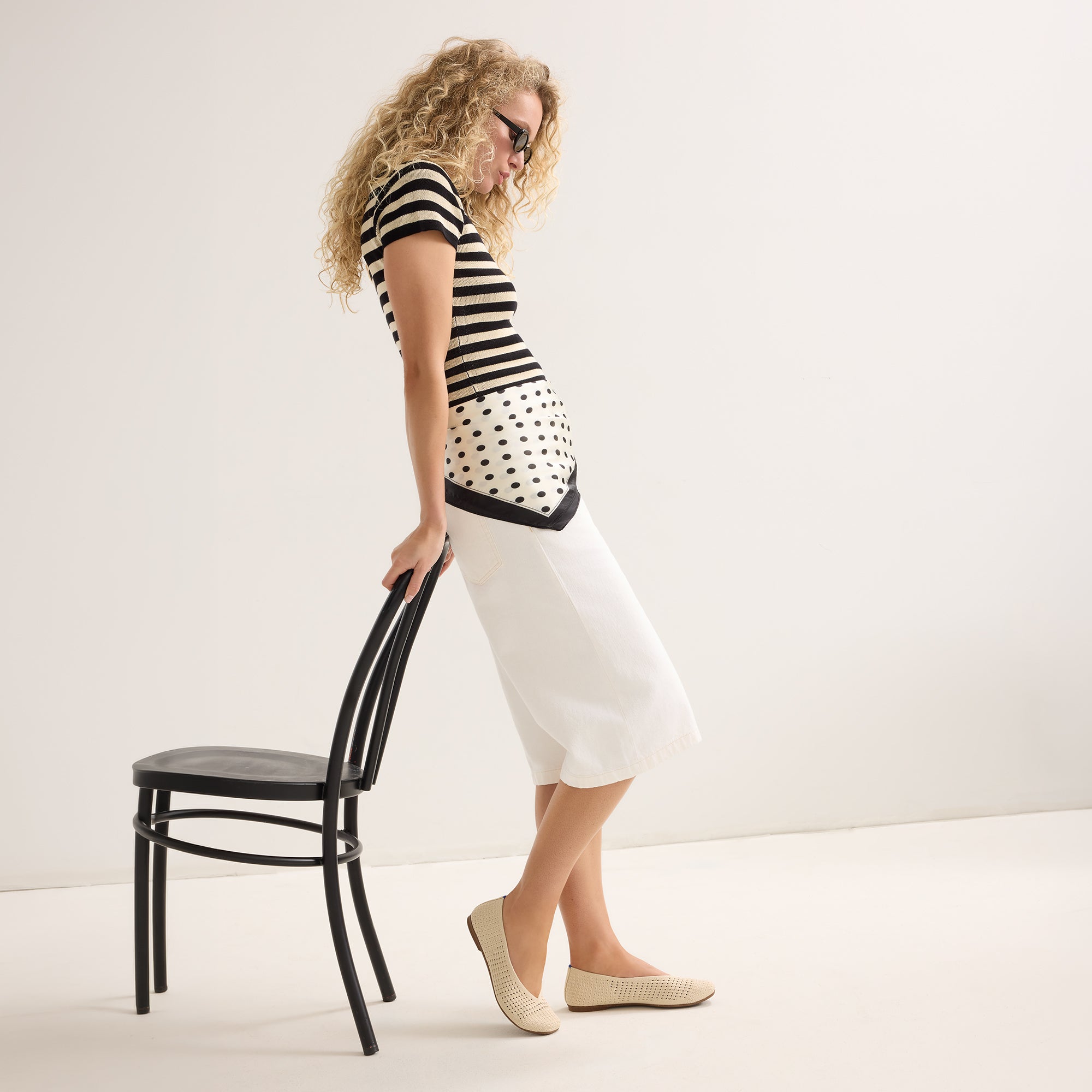 The Max Square Ballerina - Off White Mesh